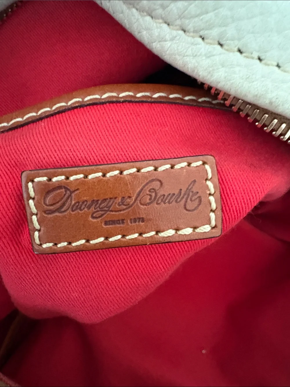 Dooney & Bourke Cream and Brown Pebble Leather Hobo Shoulder Bag